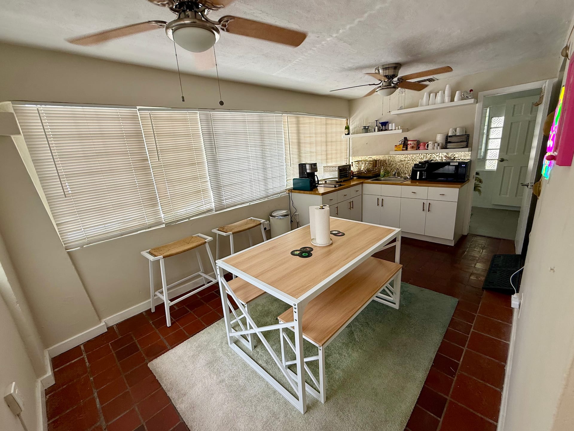 The kitchen and breakfast counter